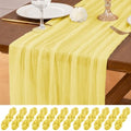 12 Pack Yellow Table Runner 10Ft Cheesecloth Table Runner Rustic Gauze Table Runners Romantic Long Sheer Fabric Cheese Cloth Table Runners for Wedding Party Bridal Baby Shower by Lumaycens