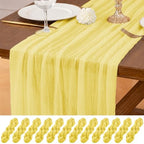 12 Pack Yellow Table Runner 10Ft Cheesecloth Table Runner Rustic Gauze Table Runners Romantic Long Sheer Fabric Cheese Cloth Table Runners for Wedding Party Bridal Baby Shower by Lumaycens