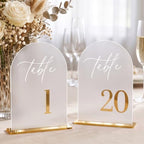 Frosted Arch Table Numbers 1-20 with Stands, Gold 3D Wedding Table Numbers by Unknown
