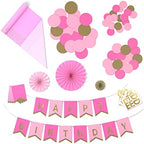 Hallmark Crayola Hallmark Color Pop Party Decorations Set - Tickle Me Pink and Gold (Customizable Banner, Reversible Table Runner, Paper Fan Flowers, Paper Dots) for Birthdays, Baby Showers, Holidays by Hallmark