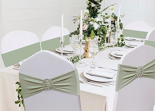 50 Pack Sage Green Chair Sashes, Chair Bands for Folding Chairs, Chair Ties Bows with Buckle Slider for Wedding Party Banquet Decoration - Image 4