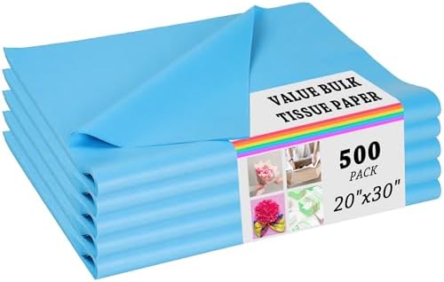 500 Sheets Tissue Paper for Gift Bags - Sky Blue Wrapping Tissues Bulk 20 X 30 Inch Wrapping Paper for Gift Packaging Art Crafts DIY Birthday Wedding Party Favors by PINWATT