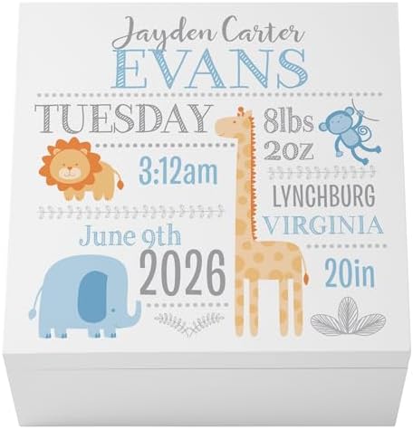 Let's Make Memories Personalized Baby's First Keepsake Box - Memento Storage - Memories Box - Baby Shower - Nursery Decor - For Girls - 6" Hx12 Square - Baby's First - Blue by LetsMakeMemories