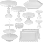 ZOOFOX Set of 10 Metal Cake Stands, Cupcake Holder Fruits Dessert Snack Plate Decor Serving Platter for Baby Shower, Wedding, Birthday Party or Christmas (White) by zoofox