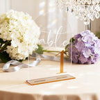 Arch Acrylic Wedding Table Numbers with Gold Font & Stands - 5''x7'' Clear Acrylic Table Number Signs for Wedding Reception, Anniversary, Event & Party Decor (Set 1-20) - Image 2