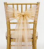 50 Wedding Organza Champagne Chair Sashes Bows 7x108 inches Sheer Chiffon Crystal Yarn Chair Bands for Party Banquet Hotel Restaurant Decorations Chair Knots Ties by WENSINL