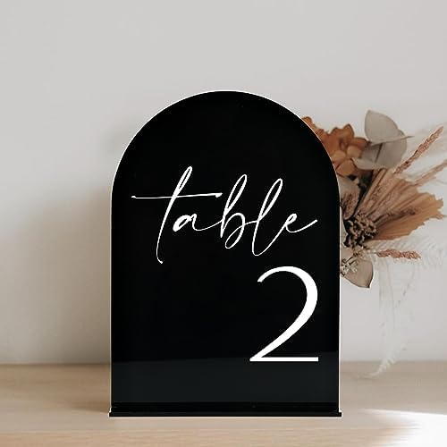 HOODO Black Arch Wedding Table Numbers 1-10 with Stands, 5"x7" Arched Acrylic Signs and Holders, Black Arch Table Numbers for Wedding Reception, Centerpiece, Party, Anniversary, Event - Image 7