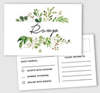 50 Blank RSVP Postcards Greenery Print 4"X6" Response Cards,RSVP Reply Card for Wedding,Bridal Shower,Baby Shower by Inkdotpot