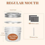 CycleMore 40 Pcs 4oz Crystal Mini Mason Jars, Silver Separable Lids - Image 2
