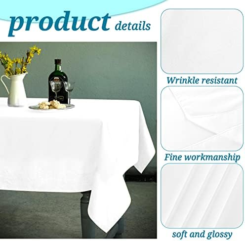 6 Pack Tablecloth 60 x 126 inch Polyester Table Cloth for 8 Foot Rectangle Tables,Stain and Wrinkle Resistant Washable Fabric Table Covers Polyester White Table Clothes for Wedding,Party,Banquet - Image 3