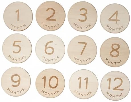 Monthly Baby Milestone Knit Cotton Stuffie with Wooden Discs, Newborn Photography Prop, Announcement Sign by Sawyer & Eloise (Owl) - Image 5