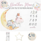 Custom Name Baby Milestone Blanket - Baby Milestone Monthly Blanket with Double Sided for Boy Girl Baby Photography Props - Pink Elephant Print Gifts for Kids Infant (FixedSize) by Dyoart