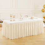 Wish Care Light Champagne Polyester Table Clothes for 4 Foot Rectangle Tables, Wrinkle Free Fitted Table Cover with Pleated Ruffle Table Skirt for Birthday Party Wedding Trade Show Event Display - Image 3
