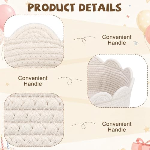4 Pack Small Woven Baskets with Gift Bags, Ribbons, Wrap Tissue Papers Gift Baskets Empty to Fill for Baby Shower Wedding Christmas Day, Decorative Storage Cubes for Toys(Beige) - Image 3