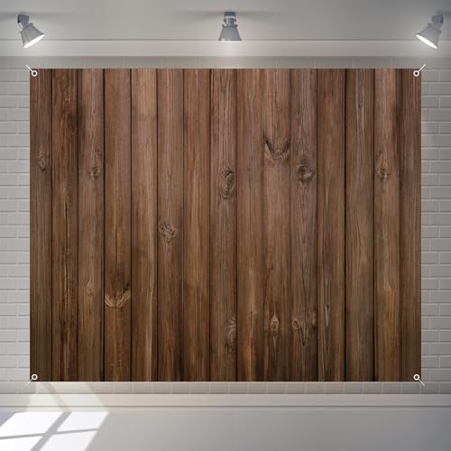 Wood Backdrop 10x8ft Fabric Brown Rustic Wooden Board Floor Wall Photo Background Polyester Baby Shower Birthday Wedding Banner Country Western Cowboy Themed Party Decorations Photoshoot - Image 3