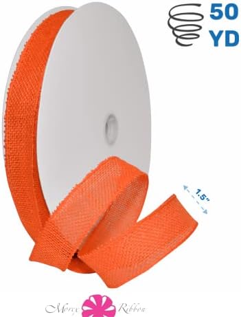 Morex Natural Burlap Wired Ribbon for Decorations, Holidays, Parties, Home and Outdoor Decor, 1.5" x 50 Yd, Orange - Image 2