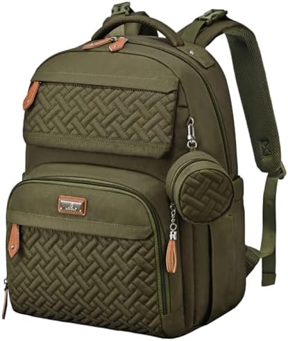 BabbleRoo Diaper Bag Backpack - Travel Large Baby Diaper Bag with Changing pad, Waterproof Baby Bags for Mom & Dad, Unisex Bags with Pacifier Case, Luggage Strap & Stroller Clips– Army Green by BabbleRoo
