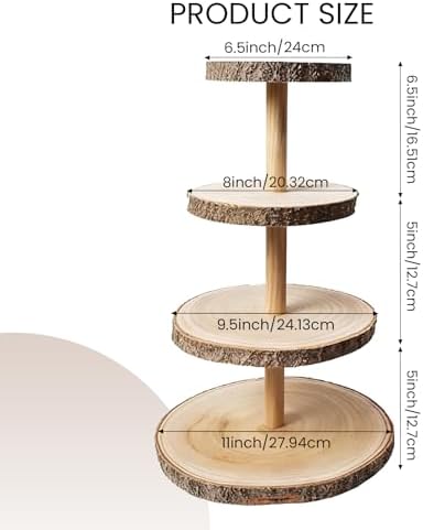 Haploon 4 Tier Wooden Cupcake Stand Paulownia Wood Dessert Display Tower - Image 3