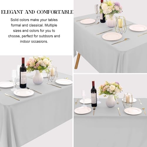 4 Pack Rectangle Tablecloth for 6 Foot Tables Washable Polyester Table Cover for Wedding Dining Table Parties Banquet（60x102 Grey） - Image 3