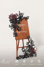 Ling's moment Welcome Sign Flowers, Wedding Floral Swag, Black and Burgundy - Image 5