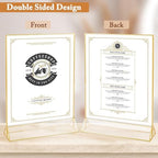 Floroom 6 Pack 8.5x11 Inch Clear Acrylic Sign Holders, Gold Border Double-Sided Vertical Picture Frames & Display Stands for Table Numbers, Photos, Menus, Flyers, Weddings, Parties & Events - Image 4