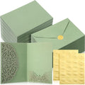 100 Set 5 x 7 Laser Cut Wedding Invitations, Sage Green by PerKoop