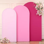 Pink Arch Backdrop Cover 3 Set-4FT, 5FT, 6FT Spandex Fitted Wedding Arch Stand Covers for Baby Shower Girls Birthday Party Wedding Ceremony Banquet Photo Arch Stand Background Decorations - Image 4