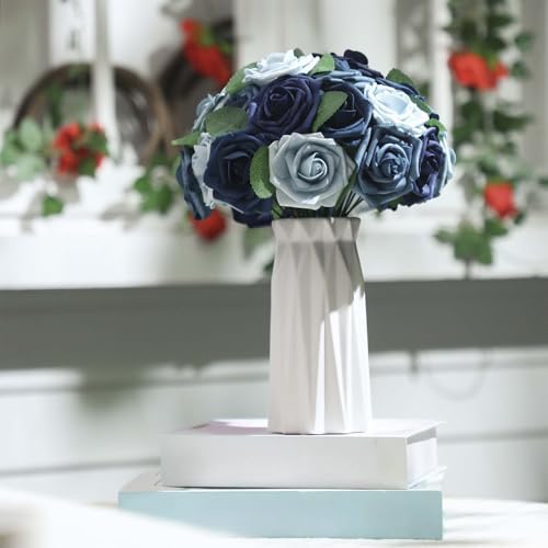 100 Pcs Artificial Rose Flowers, Shades of Blue - Image 4