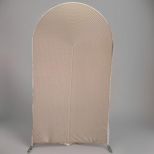 HUAYI Light Tan Ripples Pattern Arch Backdrop Cover for Birthday Party Wedding Baby Shower Decorations Chiara Backdrops Arched Wall Frame Stands Covers Props GP-454 3ft * 6.5ft - Image 2