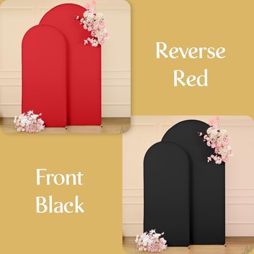 7.2FT & 6FT Arch Backdrop Cover, Black & Red Wedding Arch Covers, Spandex Arch Covers Stretchy Backdrop for Bridal Shower Baby Shower Birthday Decoration - Image 4