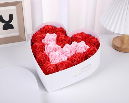 Set of 3 Heart Shaped Gift Boxes with Ribbon Bow Clear Window Decorative Heart Gift Flower Wrapping Boxes for Wedding, Birthday, Anniversary, Valentine's Day, Mother's Day, Baby Showers (White) - Image 4
