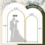 Metal Arch Backdrop Stand 2 Set (7.2FT/6FT), Gold Wedding Arch Frame - Image 7