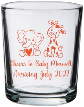 Personalized Baby Elephant and Giraffe Baby Shower Favor votives, Favors for Guests in Bulk, Custom votives for Baby Showers, Diaper Parties, Gender Reveals, & More! by Custom