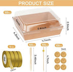 100 Pack Charcuterie Boxes with Clear Lids, 5.4 Inch Mini To Go Charcuterie Food Containers+200 Cocktail Picks+100 Lables, Disposable Paper Sandwich Bakery Dessert Boxes for Salads,Cookie - Image 2
