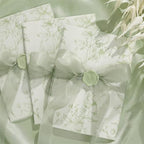 UNIQOOO 50 Sets Wedding Invitation Kit, Sage Green Floral Vellum Jackets for 5x7 Invitations w/Satin Silk Ribbon & Eucalyptus Wax Seal Stickers, Wedding Invitation Accessories by UNIQOOO