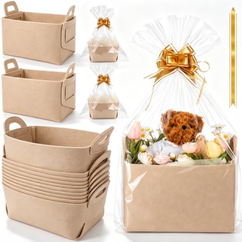 Mifoci 10 Pack Felt Gift Basket Empty Set, Baskets for Gift Empty Bulk by Mifoci