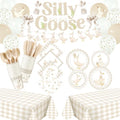 VioraWhite 183 Pcs Silly Goose Birthday Party Set Classical Beige by VioraWhite