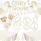 VioraWhite 183 Pcs Silly Goose Birthday Party Set Classical Beige by VioraWhite