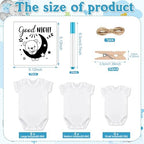 Panitay 126 Pcs Baby Shower DIY Bodysuit Set Bib 25 Blank White Newborn Bodysuit 25 Stencils 24 Marker 1 Sign 50 Pins(Blue Elephant) - Image 3