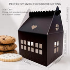 Karentology 30 Pcs Cottage House Cookie Boxes with Window & Business Card Holder, Black, 4 x 4 x 6 in Bakery Gift Boxes for Treats, Desserts, Party Favors & Realtor Pop By Gifts - Image 5