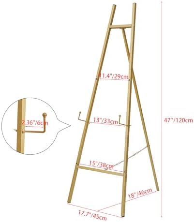Heavy Duty Large Easel Stand for Mirror Display Wedding Sign(Gold 47'') - Image 5