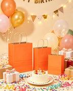 qiqee 100PCS Gift Bag with Handles Bulk Kraft Orange Paper Bags Assorted Sizes (33-Large, 33-Medium, 34-Small) - Image 7