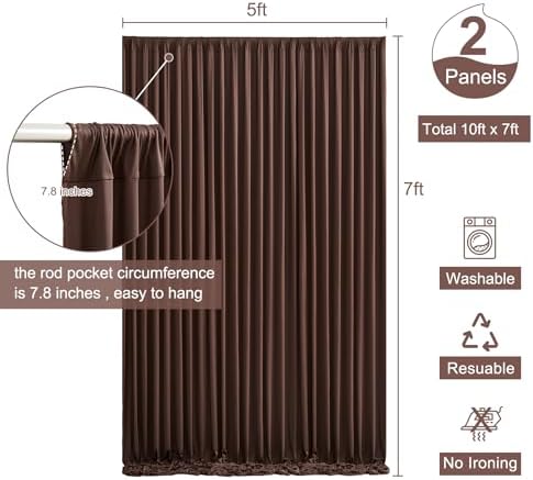 Brown Backdrop Curtain for Parties Wedding Wrinkle Free Brown Photo Curtains Backdrop Drapes Fabric Decoration for Birthday Party Baby Shower 5ft x 7ft,2 Panels - Image 5