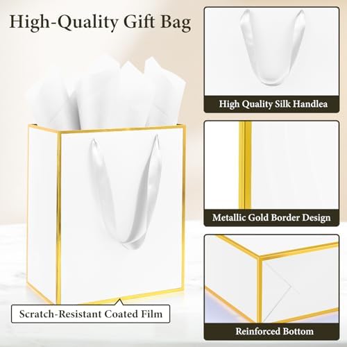 Addblu 28 Pack Bulk Luxury Gift Bags with Handles & 28 Tissue Papers - Image 3