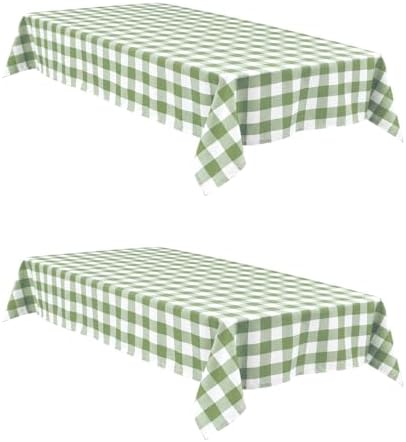 Hiasan Buffalo Plaid Tablecloth 60 x 84 inch 2 Pack Sage Green and White by Hiasan