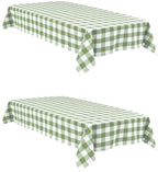 Hiasan Buffalo Plaid Tablecloth 54 x 108 inch 2 Pack Sage Green and White by Hiasan
