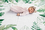 Little Unicorn Keepsake Monthly Milestone Photo Blanket – 47” x 46” – Milestone Cards Included - 100% Cotton Muslin – Machine Washable – Playful Designs - for Boys & Girls (Tropical Leaf) - Image 4