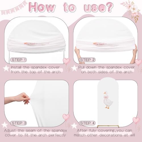 2 Pcs 7.2ft 6ft One Silly Goose Arch Backdrop Cover,Pink White,Lovely - Image 4