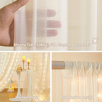 Wish Care 20x10FT Cream Wrinkle Free Backdrop Curtains with Lights String for Parties - Photo Curtain Backdrop with Lights for Wedding Decorations, Bridal Baby Shower Birthday Party Photography - Image 3