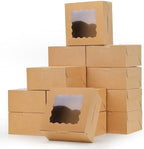Moretoes 80pcs Cookie Boxes with Window, 6x6x3 Inches Brown Bakery Boxes by Moretoes